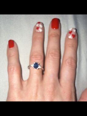 Blue Sapphire Halo Ring in Silver - Women's Jewelry